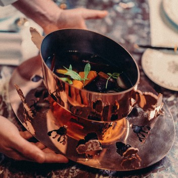 Soupière en cuivre avec plateau de légumes SAVOIR-VIVRE