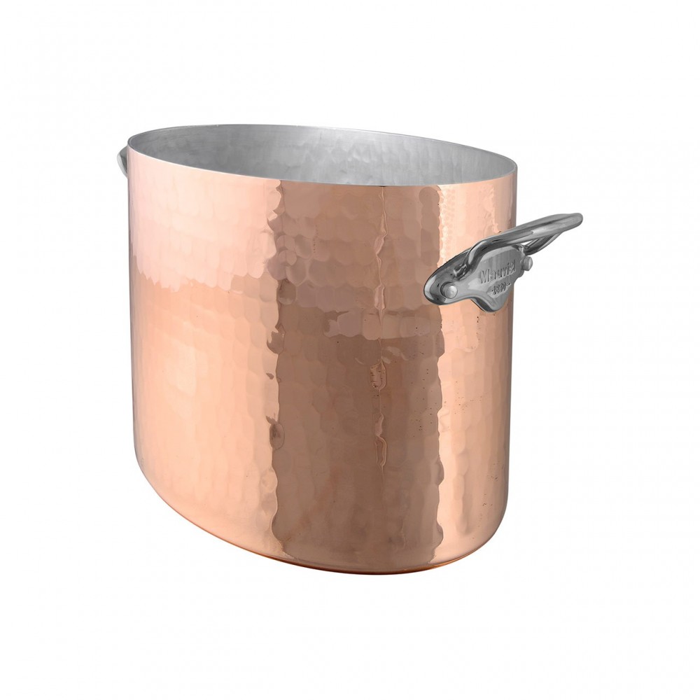 Seau à champagne ovale Cuivre martelé monture Fonte Inox M'30 Seau à champagne ovale Cuivre martelé monture Fonte Inox M'30