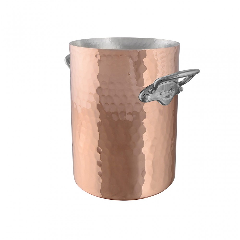 Seau à vin cuivre martelé monture fonte d'inox M'30 16cm Seau à vin cuivre martelé monture fonte d'inox M'30 16cm